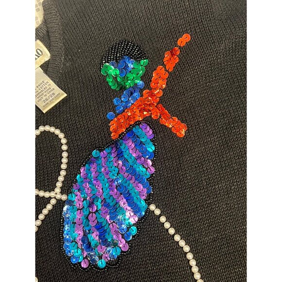 Jacque & KoKo Black Sequin Ornament Sweater Womens Plus Size 26/28 Vintage - Picture 9 of 16